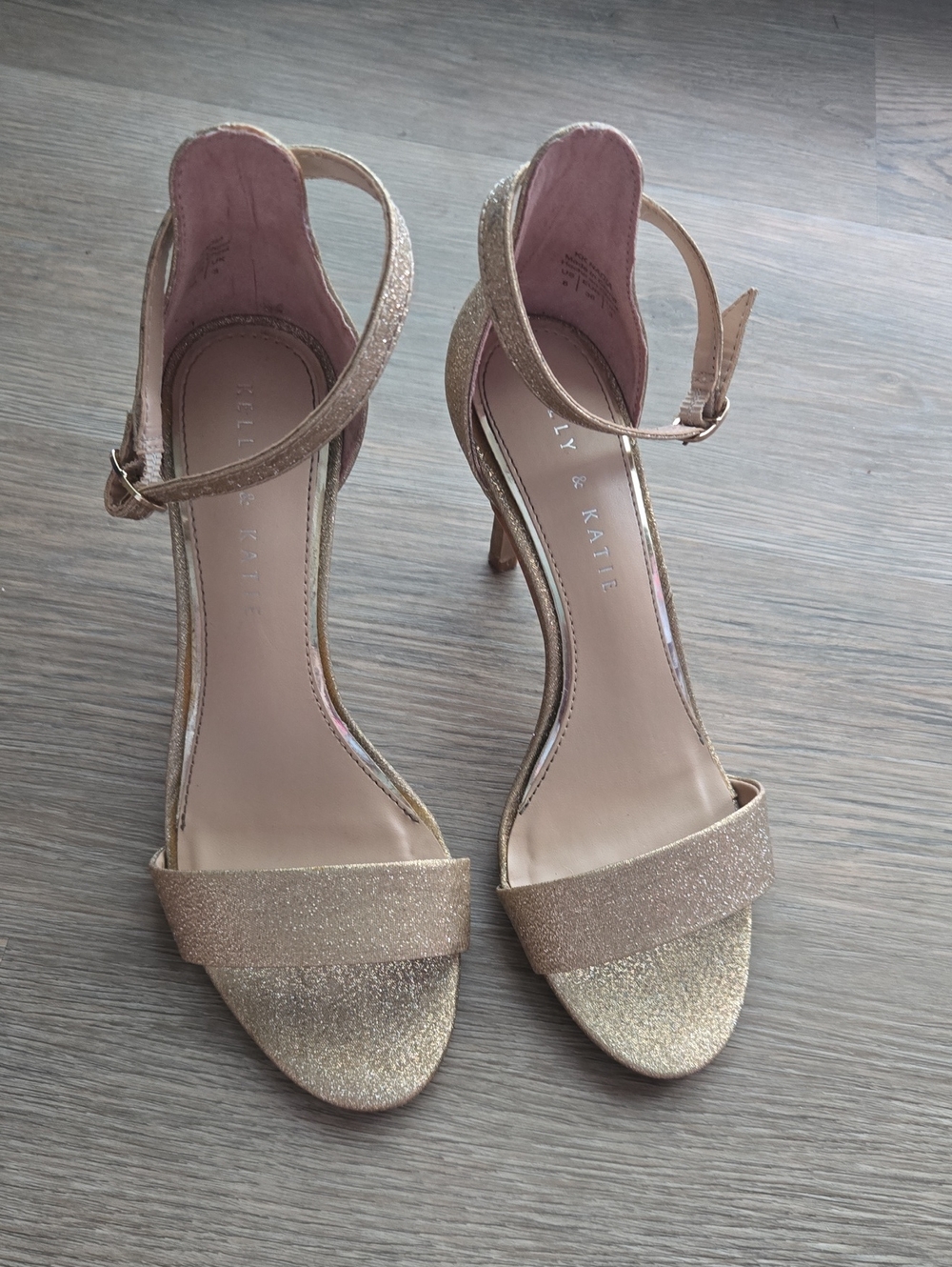 Kelly & Katie Rose Gold Glitter Ankle-Strap Heels